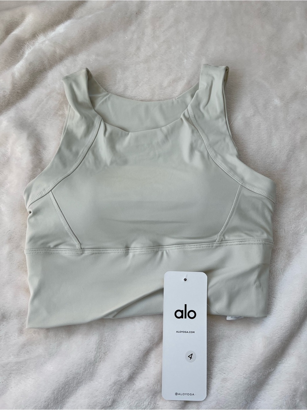 ALO Yoga Light Sage High-Neck Cropped Sports Bra